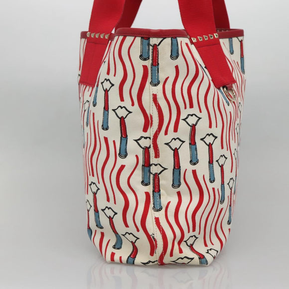VALENTINO Tote Bag Canvas Red Auth bs28967