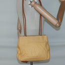 Gianni Versace Shoulder Bag Canvas Leather Yellow gold Auth bs28971-21
