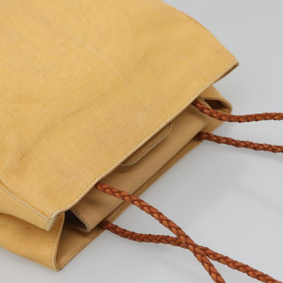 Gianni Versace Shoulder Bag Canvas Leather Yellow gold Auth bs28971