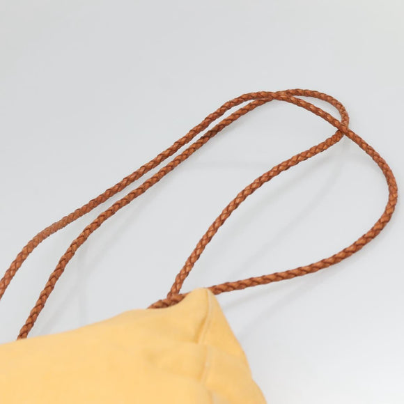 Gianni Versace Shoulder Bag Canvas Leather Yellow gold Auth bs28971