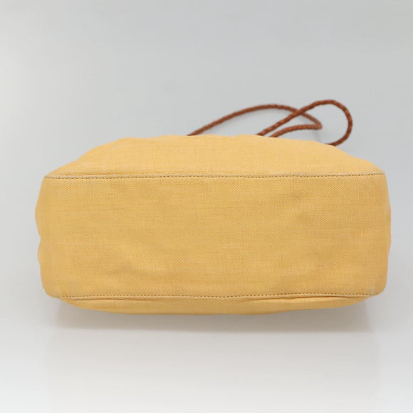 Gianni Versace Shoulder Bag Canvas Leather Yellow gold Auth bs28971