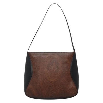 ETRO Paisley Shoulder Bag PVC Leather Brown Silver Auth bs28972 - 0