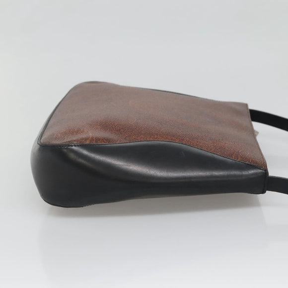ETRO Paisley Shoulder Bag PVC Leather Brown Silver Auth bs28972