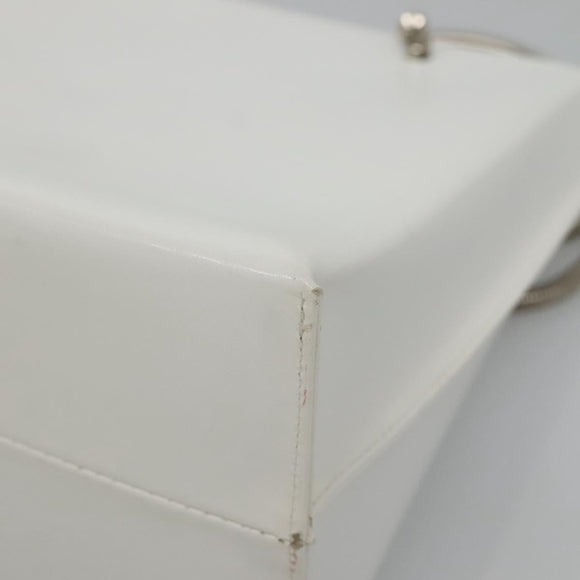 GIVENCHY Chain Shoulder Bag Leather White Silver Auth bs28975