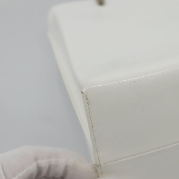 GIVENCHY Chain Shoulder Bag Leather White Silver Auth bs28975