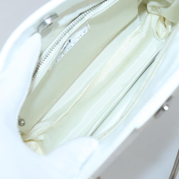 GIVENCHY Chain Shoulder Bag Leather White Silver Auth bs28975