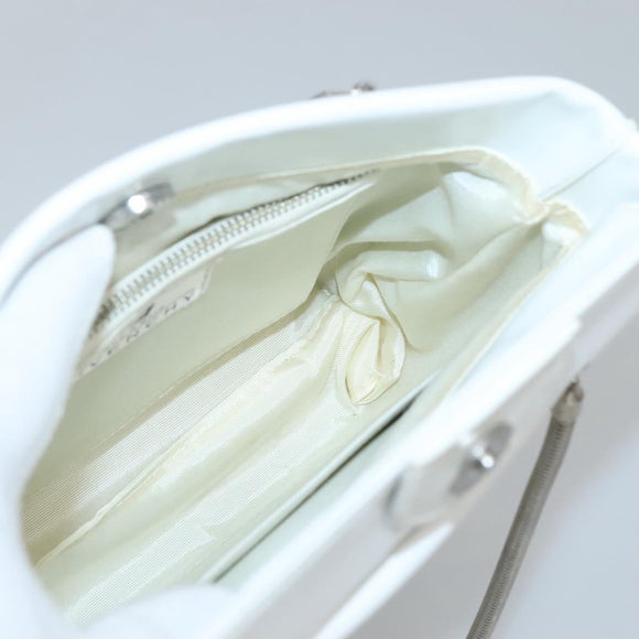 GIVENCHY Chain Shoulder Bag Leather White Silver Auth bs28975