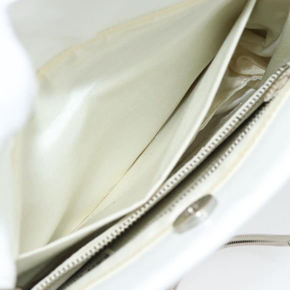 GIVENCHY Chain Shoulder Bag Leather White Silver Auth bs28975