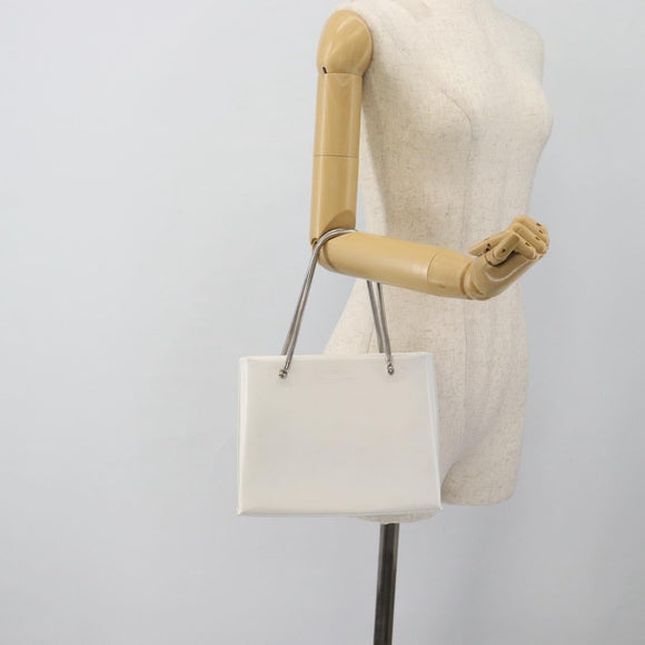 GIVENCHY Chain Shoulder Bag Leather White Silver Auth bs28975
