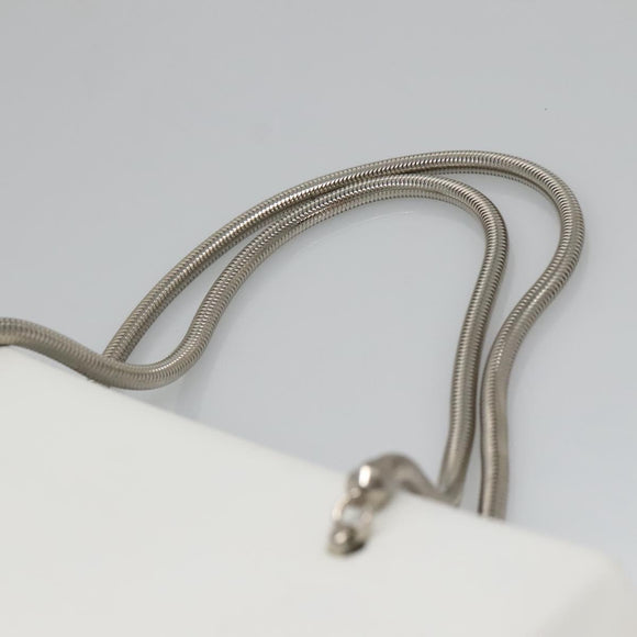 GIVENCHY Chain Shoulder Bag Leather White Silver Auth bs28975