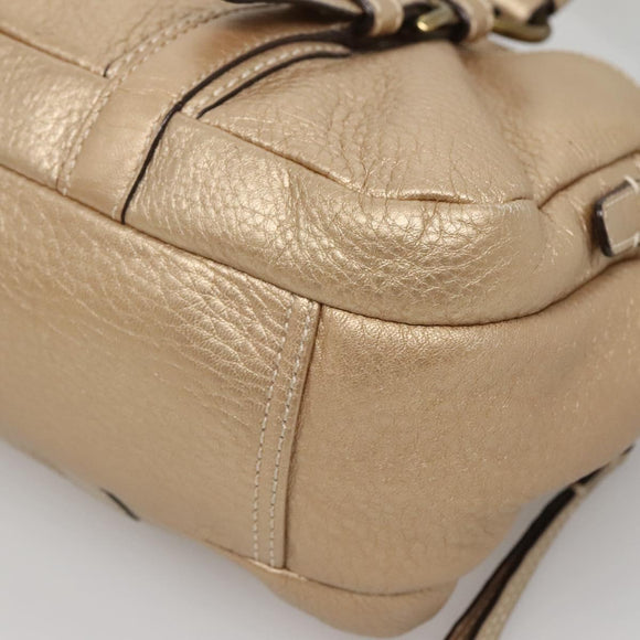 Coach Shoulder Bag Leather Gold Auth bs28981