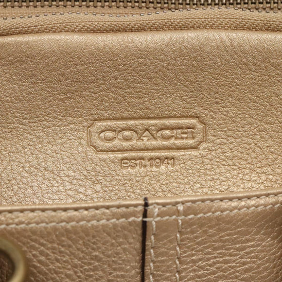 Coach Shoulder Bag Leather Gold Auth bs28981