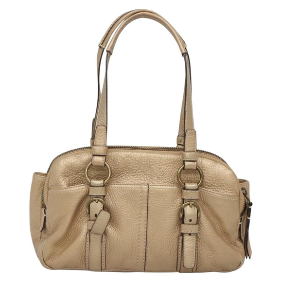 Coach Shoulder Bag Leather Gold Auth bs28981