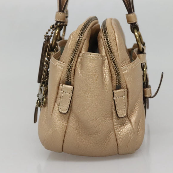 Coach Shoulder Bag Leather Gold Auth bs28981