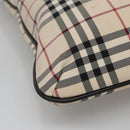 BURBERRY Nova Check Hand Bag Nylon Leather Beige Silver Auth bs28982-11