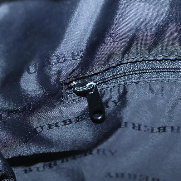 BURBERRY Nova Check Hand Bag Nylon Leather Beige Silver Auth bs28982