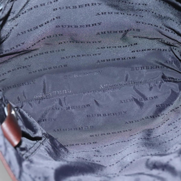 BURBERRY Nova Check Hand Bag Nylon Leather Beige Silver Auth bs28982