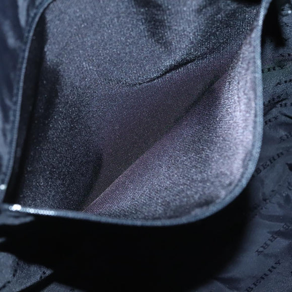 BURBERRY Nova Check Hand Bag Nylon Leather Beige Silver Auth bs28982