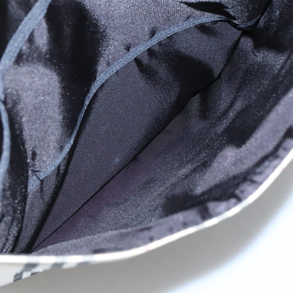 BURBERRY Nova Check Hand Bag Nylon Leather Beige Silver Auth bs28982