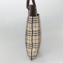BURBERRY Nova Check Hand Bag Nylon Leather Beige Silver Auth bs28982-4
