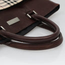 BURBERRY Nova Check Hand Bag Nylon Leather Beige Silver Auth bs28982-7
