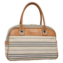 BURBERRY Hand Bag Canvas Leather White Silver Auth bs28984-1