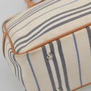 BURBERRY Hand Bag Canvas Leather White Silver Auth bs28984-11