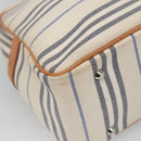 BURBERRY Hand Bag Canvas Leather White Silver Auth bs28984-13