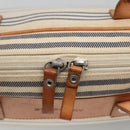 BURBERRY Hand Bag Canvas Leather White Silver Auth bs28984-15