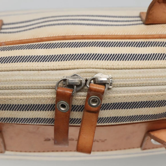 BURBERRY Hand Bag Canvas Leather White Silver Auth bs28984