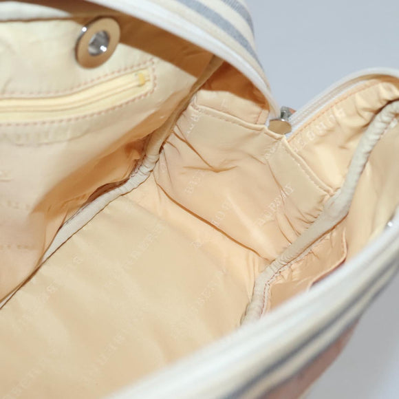 BURBERRY Hand Bag Canvas Leather White Silver Auth bs28984