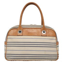 BURBERRY Hand Bag Canvas Leather White Silver Auth bs28984-2