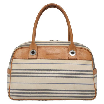 BURBERRY Hand Bag Canvas Leather White Silver Auth bs28984 - 0