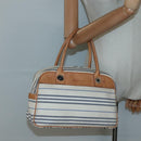 BURBERRY Hand Bag Canvas Leather White Silver Auth bs28984-21