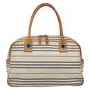 BURBERRY Hand Bag Canvas Leather White Silver Auth bs28984-3