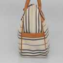 BURBERRY Hand Bag Canvas Leather White Silver Auth bs28984-4
