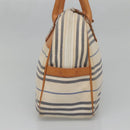 BURBERRY Hand Bag Canvas Leather White Silver Auth bs28984-5