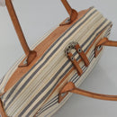 BURBERRY Hand Bag Canvas Leather White Silver Auth bs28984-6