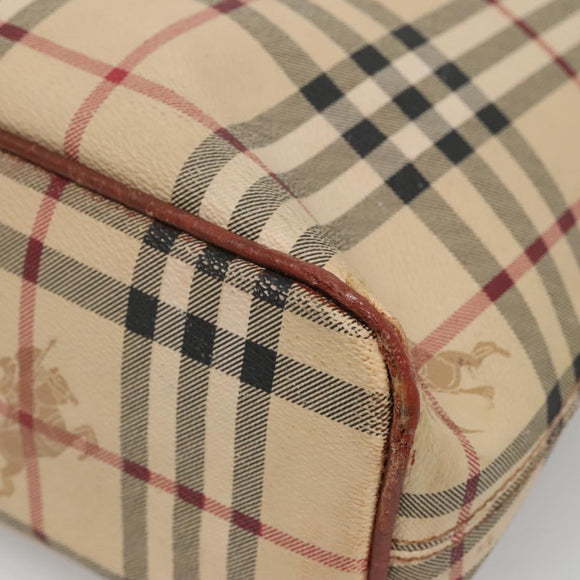 BURBERRY Nova Check Tote Bag PVC Beige gold Auth bs28985