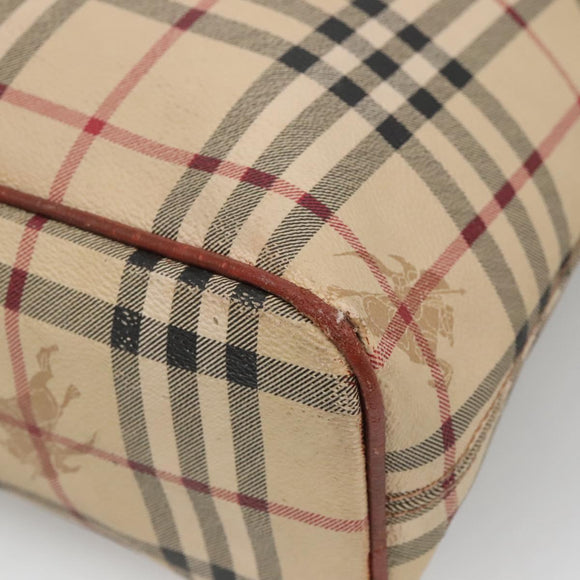 BURBERRY Nova Check Tote Bag PVC Beige gold Auth bs28985