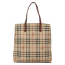 BURBERRY Nova Check Tote Bag PVC Beige gold Auth bs28985-3
