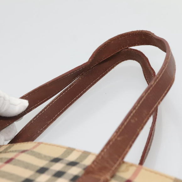 BURBERRY Nova Check Tote Bag PVC Beige gold Auth bs28985