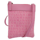 BVLGARI Logo Mania Shoulder Bag Canvas Pink Silver Auth bs28986-1