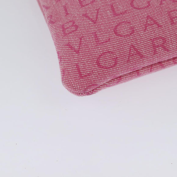 BVLGARI Logo Mania Shoulder Bag Canvas Pink Silver Auth bs28986