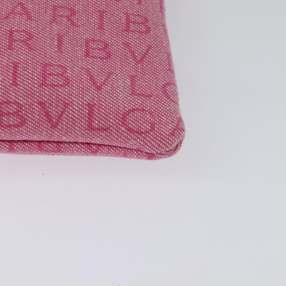 BVLGARI Logo Mania Shoulder Bag Canvas Pink Silver Auth bs28986