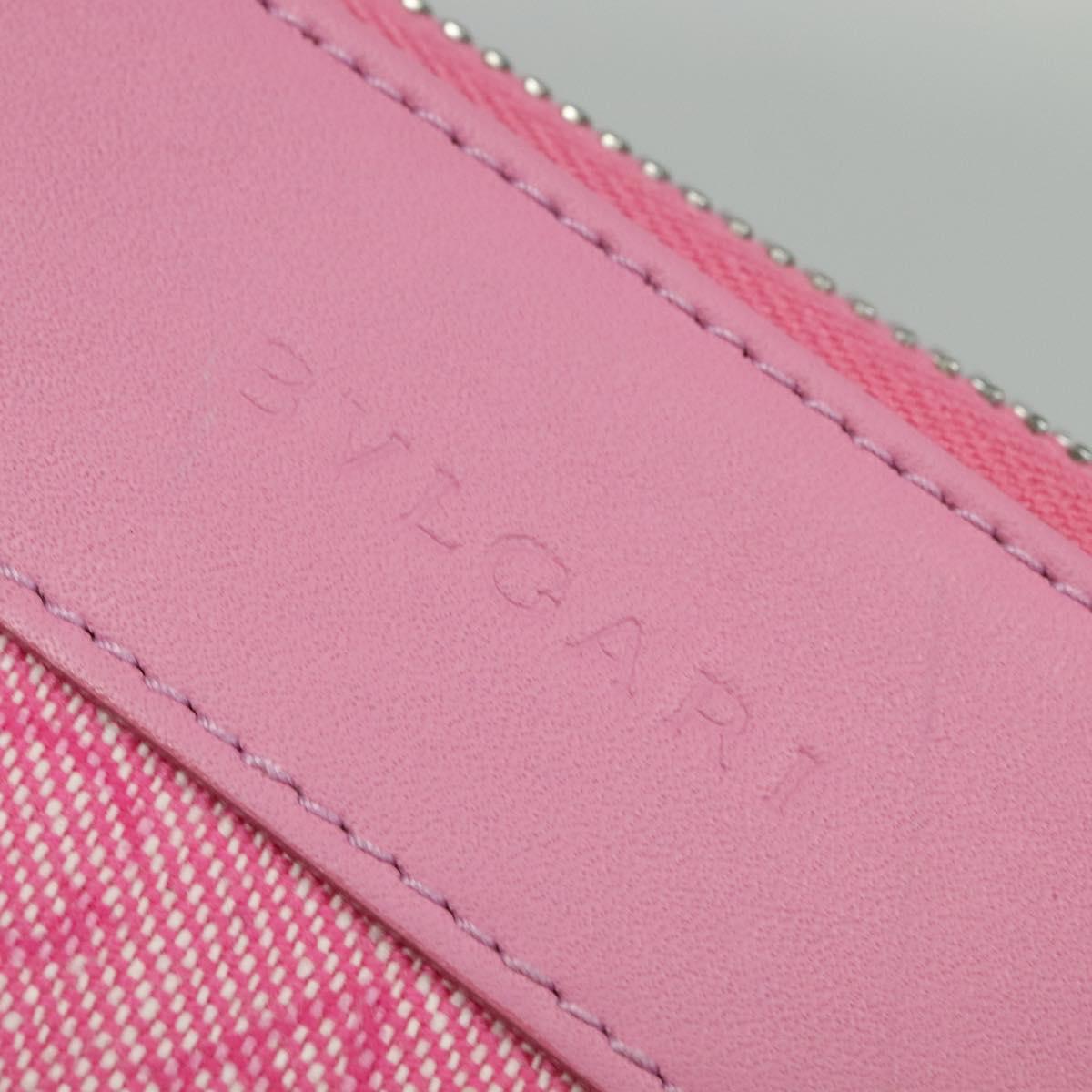 BVLGARI Logo Mania Shoulder Bag Canvas Pink Silver Auth bs28986