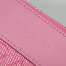 BVLGARI Logo Mania Shoulder Bag Canvas Pink Silver Auth bs28986-17