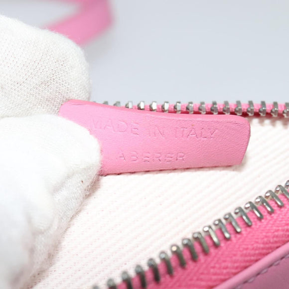 BVLGARI Logo Mania Shoulder Bag Canvas Pink Silver Auth bs28986