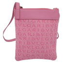 BVLGARI Logo Mania Shoulder Bag Canvas Pink Silver Auth bs28986-13