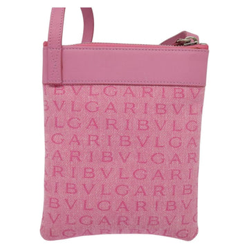 BVLGARI Logo Mania Shoulder Bag Canvas Pink Silver Auth bs28986 - 0